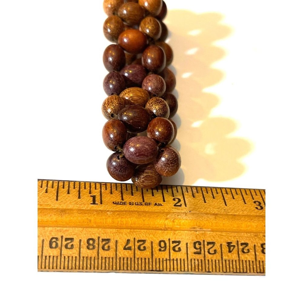 Vintage Woven Wood Bead Bracelet Fun Retro Pattern Unisex Jewelry - Picture 5 of 7